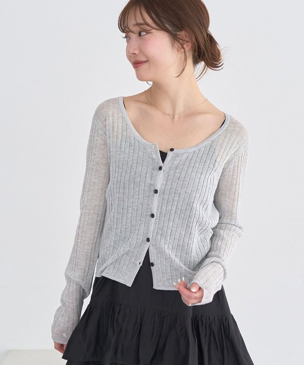 earth music&ecology シアーリブカーディガン Gray
