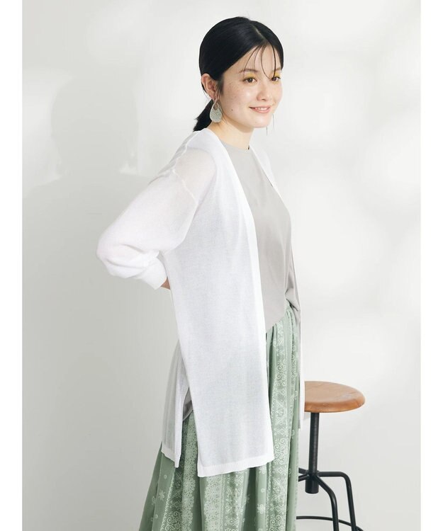 CRAFT STANDARD BOUTIQUE シアーニットトッパーカーディガン Off White