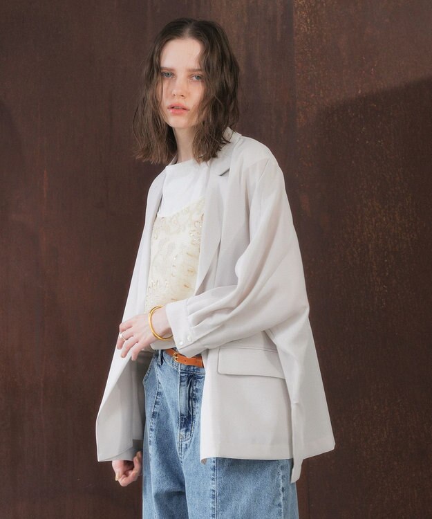 YECCA VECCA 【マシンウォッシャブル】シアージャケット Gray Beige