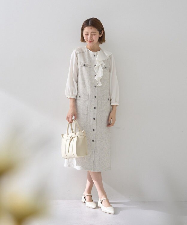YECCA VECCA アシメラッフルブラウス Off White