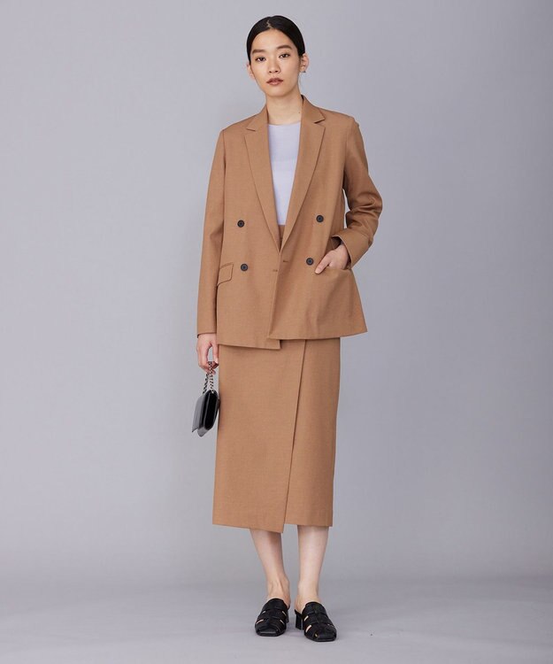 ICB 【セットアップ対応・洗える】 LooseWeave ダブルブレストジャケット レディッシュブラウン系