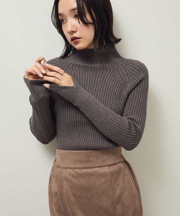 Green Parks ・Ｐｅｔｉｔ　Ｆｌｅｕｒ　ボトルネックリブニット Charcoal Gray