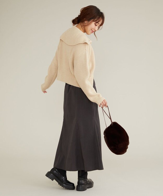 Feroux 【古畑星夏さん着用・洗える】サイドリブマーメイド スカート グレー系2