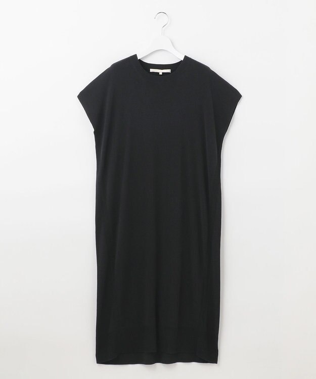 自由区 【洗える】ハイツイストコットンアセテート サマーニットドレス ブラック系