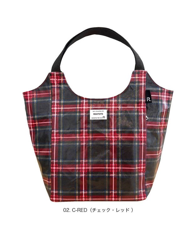 ROOTOTE 3607【ラミネート加工 肩掛け】EU.ラウンド.ラミネート-T 02：チェック・レッド