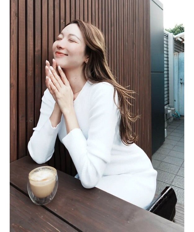 Green Parks タイトシルエットリブニットワンピース White