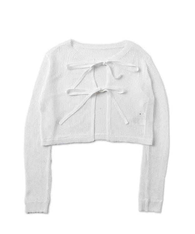 WEGO スパンコールメッシュニットカーデ ホワイト