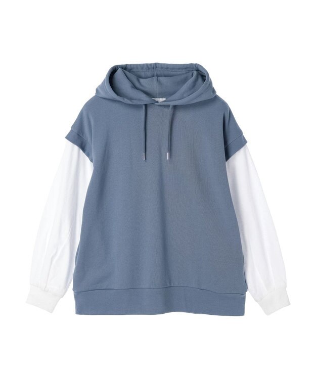 CRAFT STANDARD BOUTIQUE 裏毛袖レイヤード風パーカー Sax