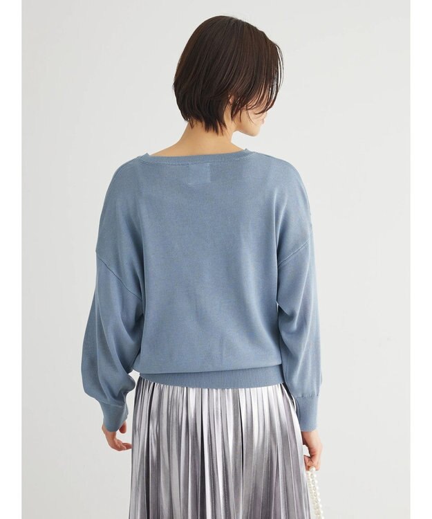 Green Parks さがら刺繍入りニットプルオーバー Sax