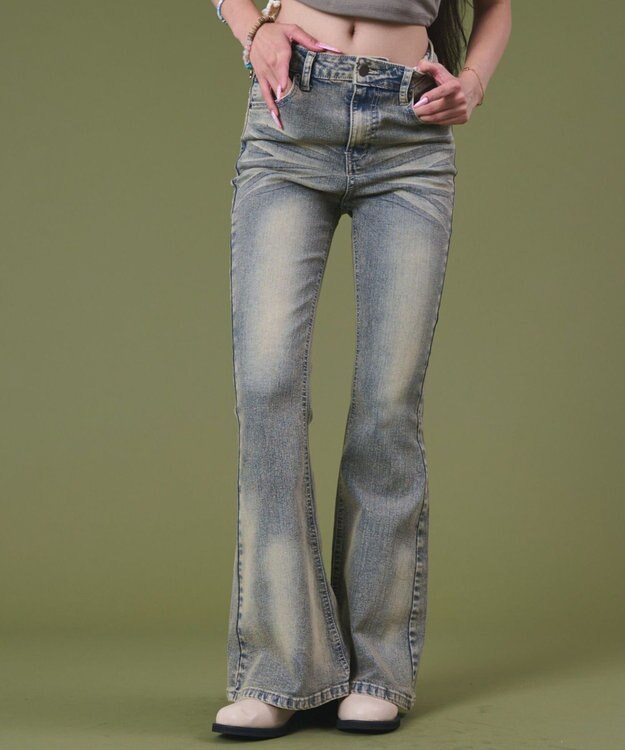 WEGO ブラストフレアデニム デニム淡色