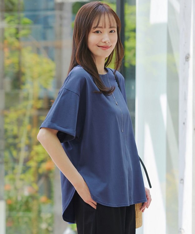 Tiaclasse 【接触冷感・UVカット・吸水速乾・洗える】バックシャンカットソープルオーバー ブルー