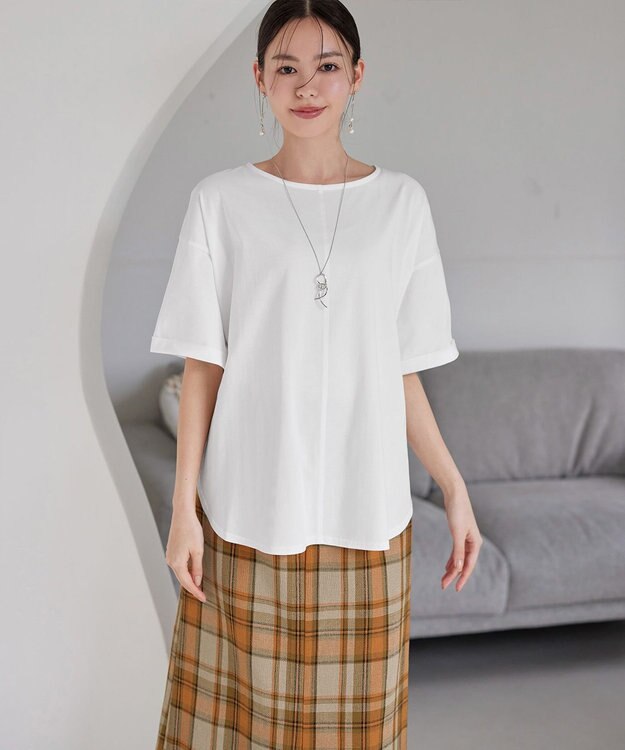 Tiaclasse 【接触冷感・UVカット・吸水速乾・洗える】バックシャンカットソープルオーバー オフホワイト