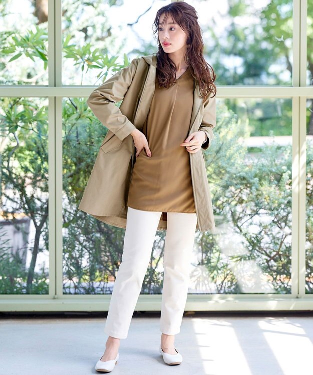 Tiaclasse 【洗える】ミドル丈マウンテンコート ベージュ