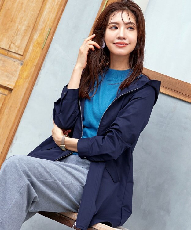 Tiaclasse 【洗える】ミドル丈マウンテンコート ネイビー