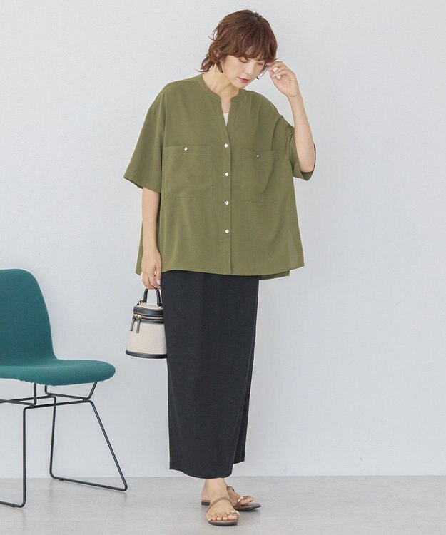 AMERICAN HOLIC 【WEB限定】ミリタリーWポケットスキッパーシャツ Khaki
