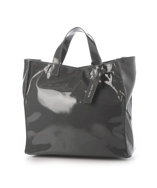 UNBILLION カシュカシュ cachecache / ソフトエナメルスクエア手提げトート ダークグレー