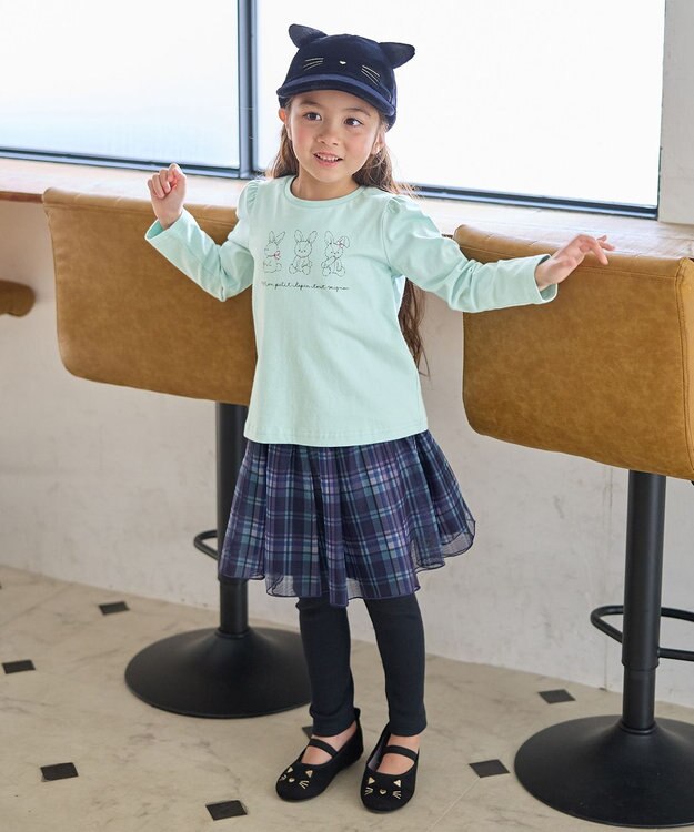 ANY KIDS 【WEB限定】7days プリント 長袖Tシャツ ミント×アニマル