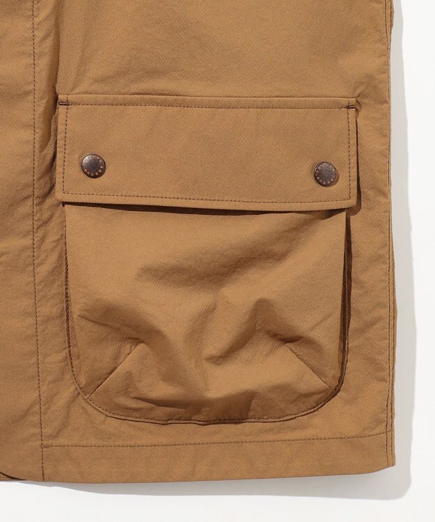 JOSEPH ABBOUD MOUNTAIN 【軽量】ハイパワーストレッチカルゼ ノーカラーアウトドアブルゾン キャメル系