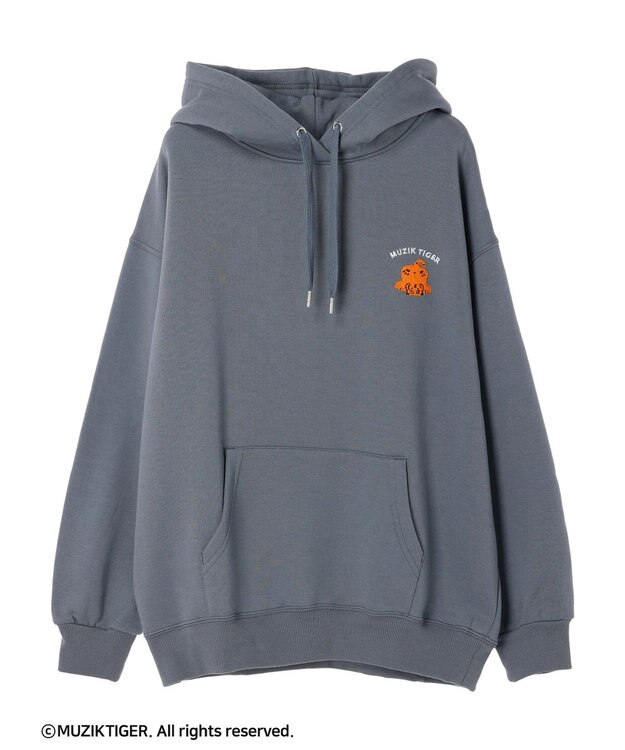Green Parks ムジークタイガー／裏起毛刺しゅうフーディー Blue Gray