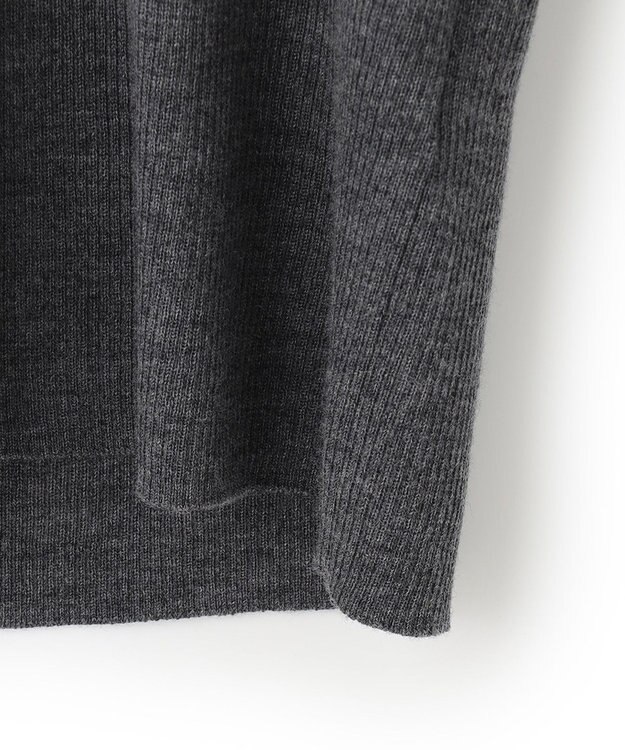 ICB 【洗える】エクストラファインメリノリブ Vネックニット ミディアムグレー系