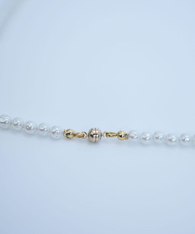 monshiro 【ヴィンテージパール】ラインバーグラスパール ネックレス ホワイト×ゴールド