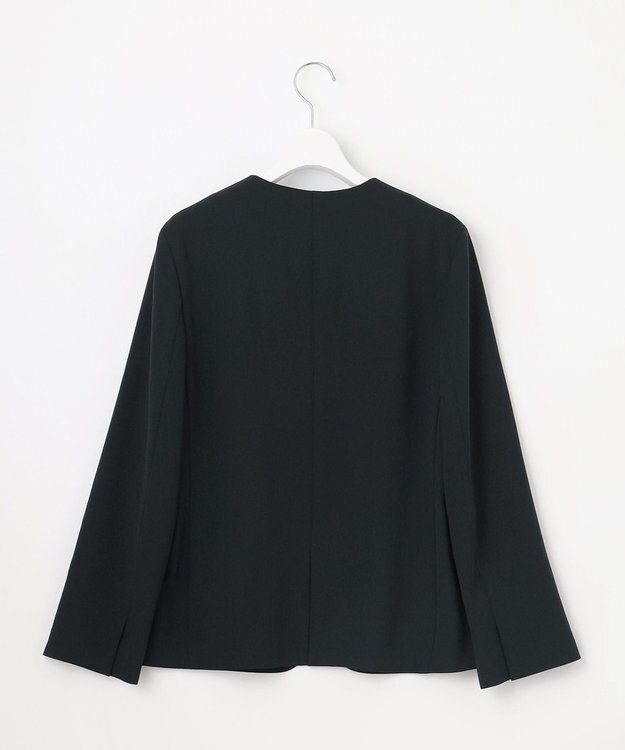 J.PRESS LADIES 【セットアップ対応・人気素材】Light ジョーゼット ノーカラー ジャケット ネイビー系