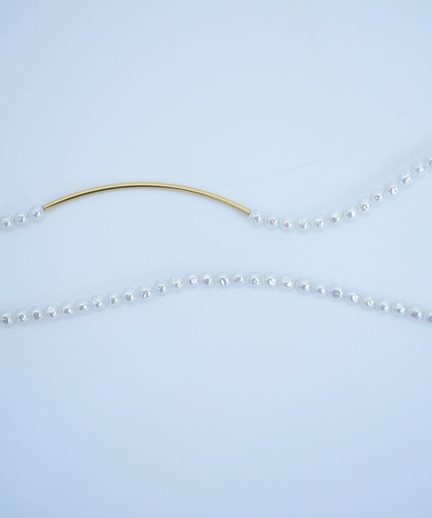 monshiro 【ヴィンテージパール】ラインバーグラスパール ネックレス ホワイト×ゴールド