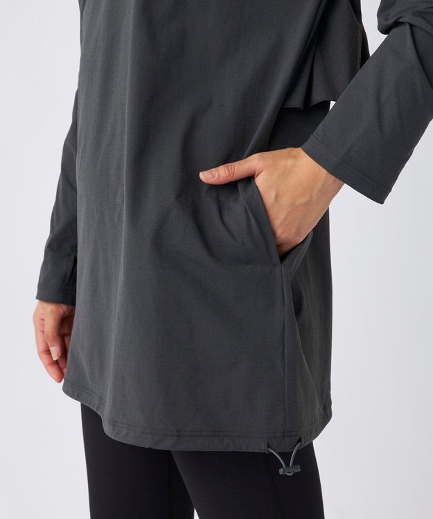 OP／FILA 【Ocean Pacific】バックフリルラッシュガード  レギンスセットウェア チャコールグレー