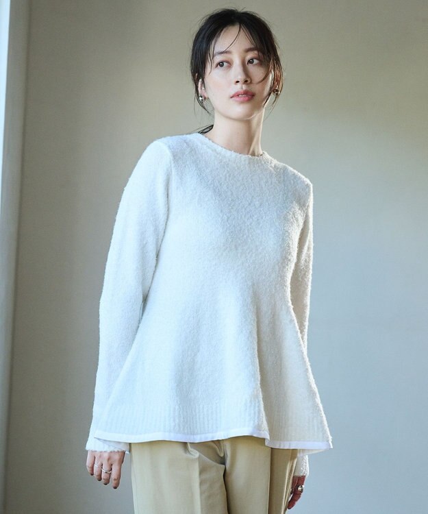 #Newans 【洗える】フレアシルエットチュニックニット ホワイト系