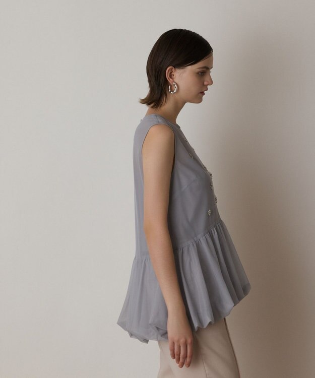 GRACE CONTINENTAL バルーンチュールトップ グレー