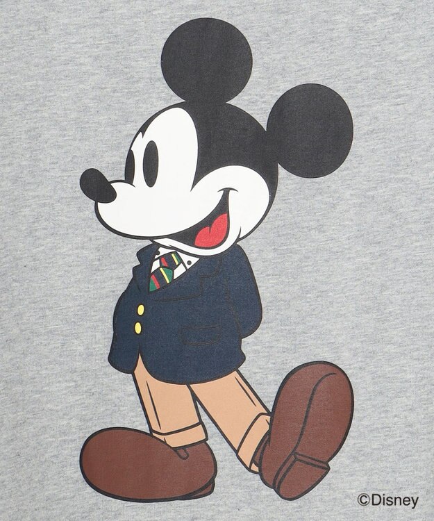 J.PRESS MEN 【DISNEY COLLECTION】【UNISEX】フロントイラストTシャツ / ミッキーマウス ライトグレー系
