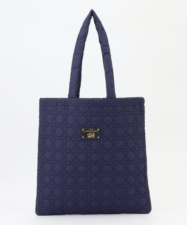 LA BAGAGERIE バイカラー　キルティングビッグトート ネイビー