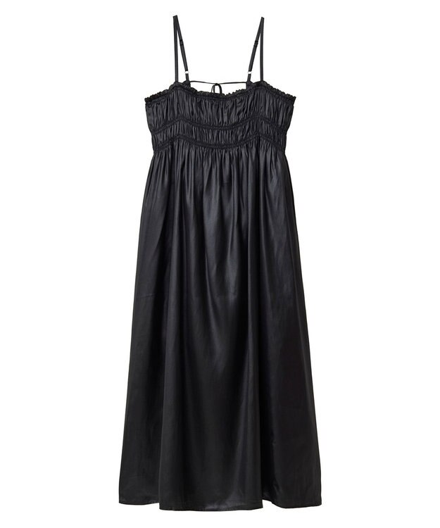 Green Parks レザー風キャミワンピース Black