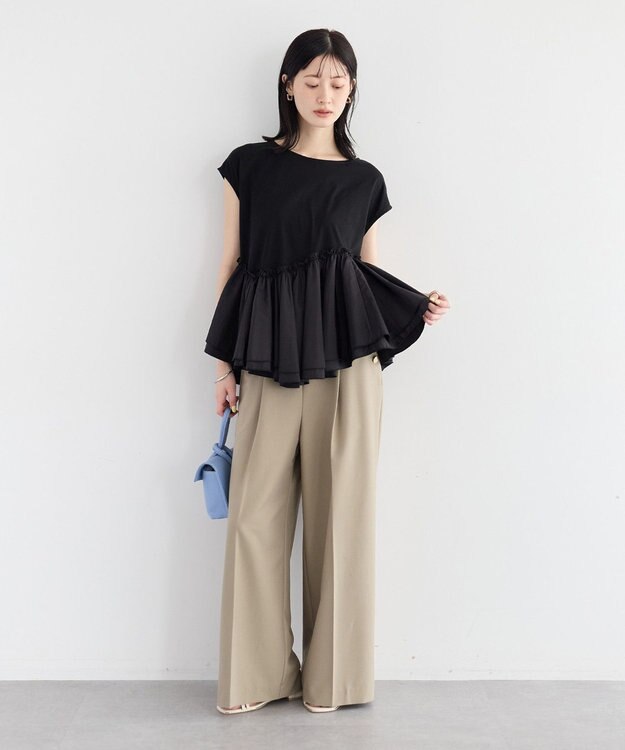 YECCA VECCA アシメペプラムカットソー Black