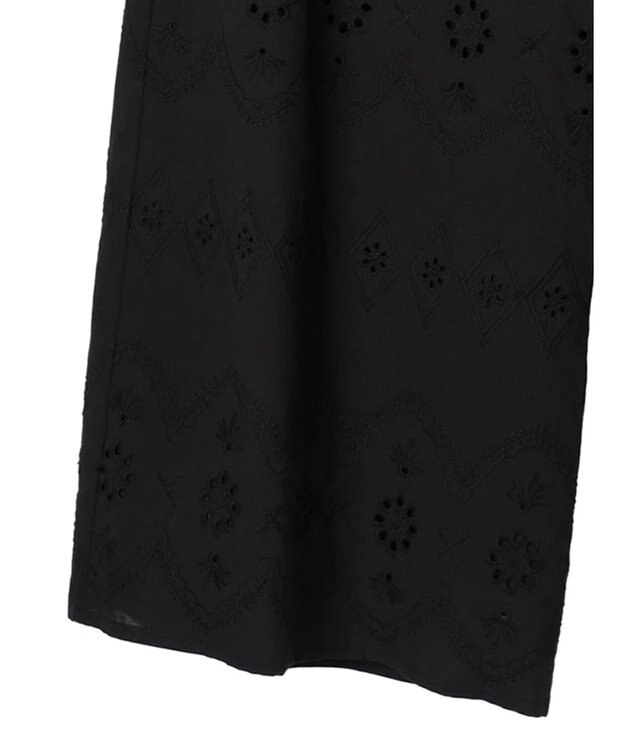 Green Parks ■ＥＳＣＡＲ　ローン刺繍フレアパンツ Black
