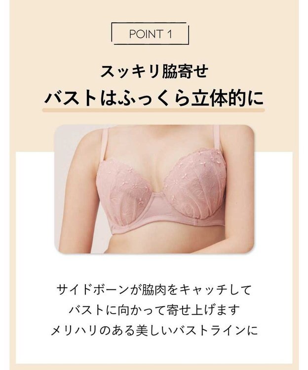 AMPHI ブラジャー グラマーさんにおすすめ 脇高設計 【しっかりささえてすっきり脇寄せブラ】 バストふっくら立体的 Gカップまで対応 アンダー95まで展開 BBJ302 アンフィ／ワコール ピンク