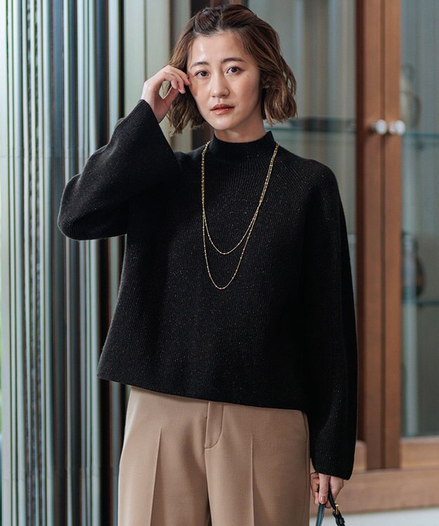 23区 【洗える】ラメウール ハイネック ニット ダークブラウン系