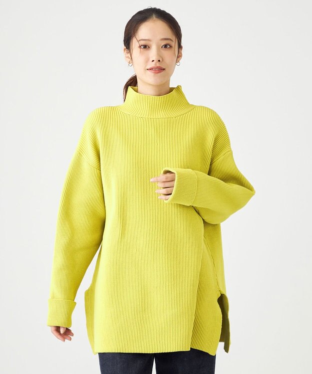 SHARE PARK LADIES エステルニットハイネックプルオーバー イエロー系