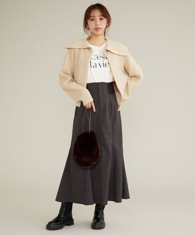 Feroux 【古畑星夏さん着用・洗える】サイドリブマーメイド スカート グレー系2