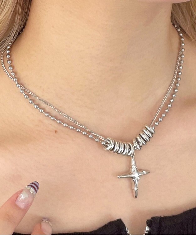 WEGO Lリングモチーフボールチェーンネックレス 柄3