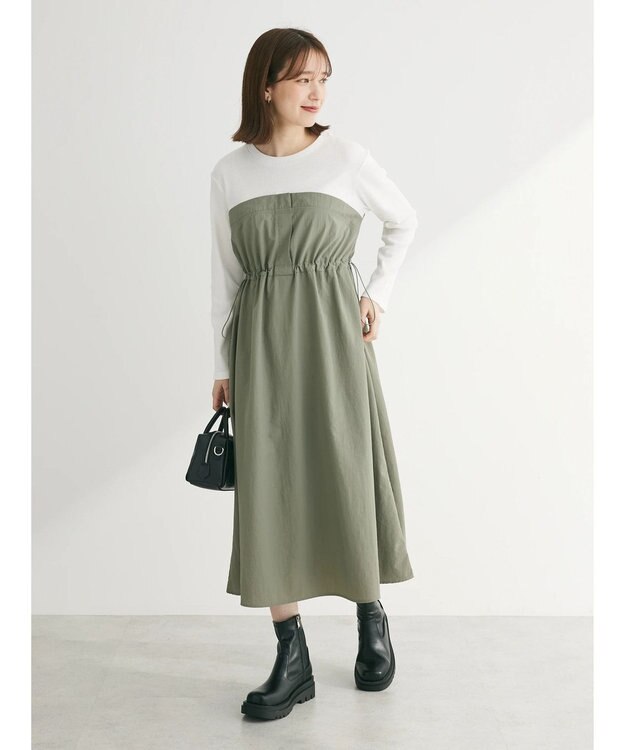 Green Parks ドロストドッキングワンピース Khaki