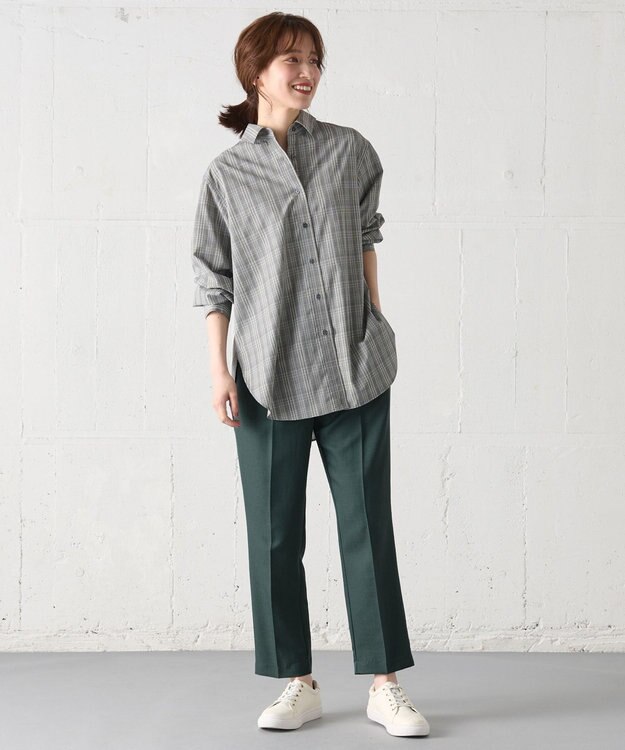 ANY 【セットアップ対応/ウエストゴム】イージィケア美脚テーパードパンツ グリーン