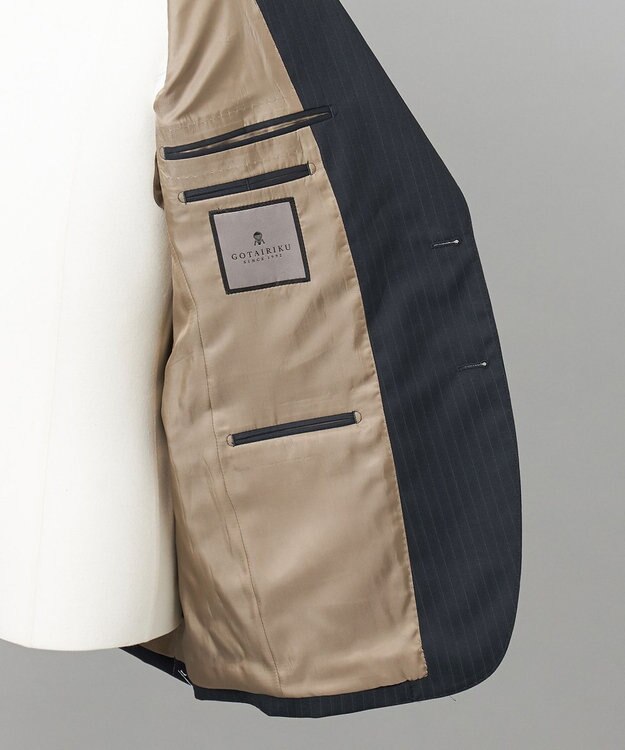 GOTAIRIKU シワになりにくい【御幸毛織/みゆきけおり】DRY SPINNER(ドライスピナー)スーツ（ダークグリーンストライプ） ダークグリーン系1