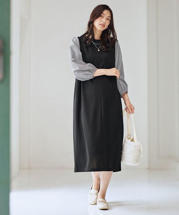 ANY L シャツコンビワンピース ブラック