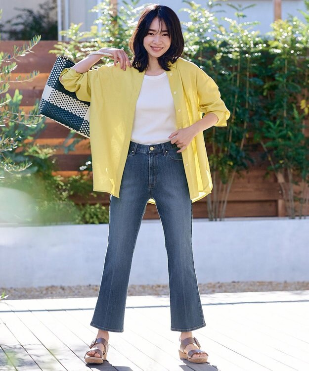 ANY L ライトリネンクロスチュニックシャツ イエロー