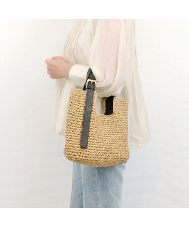 UNBILLION cachecache ベルトハンドルベーシック手編みトートバッグ ブラック