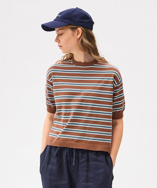 LENO MULTI BORDER KNIT《UNISEX》/ マルチボーダーニット BROWN×BLUE