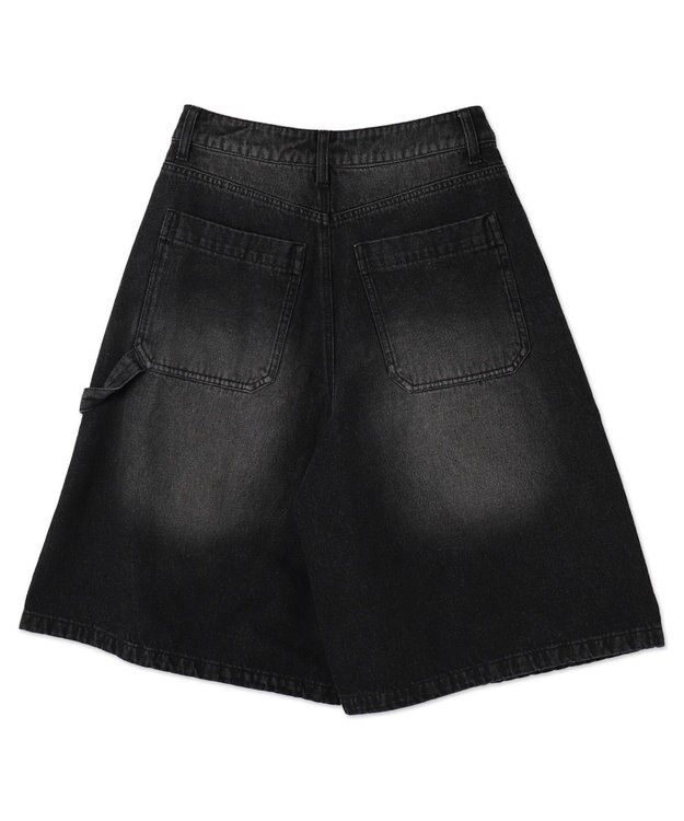 WEGO ウエストドロストダブルニーバギーハーフパンツ ブラック