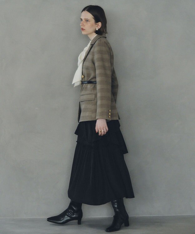 YECCA VECCA アシンメトリーラッフルスカート Black