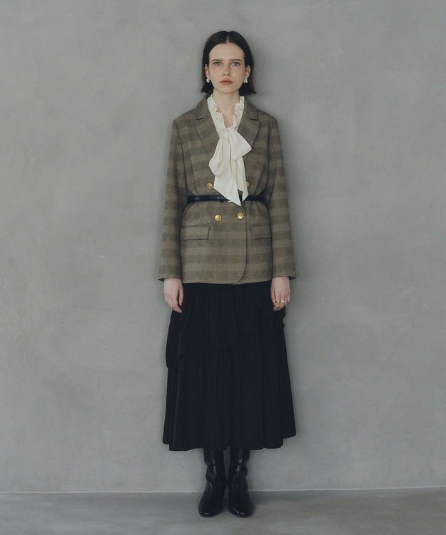 YECCA VECCA アシンメトリーラッフルスカート Black